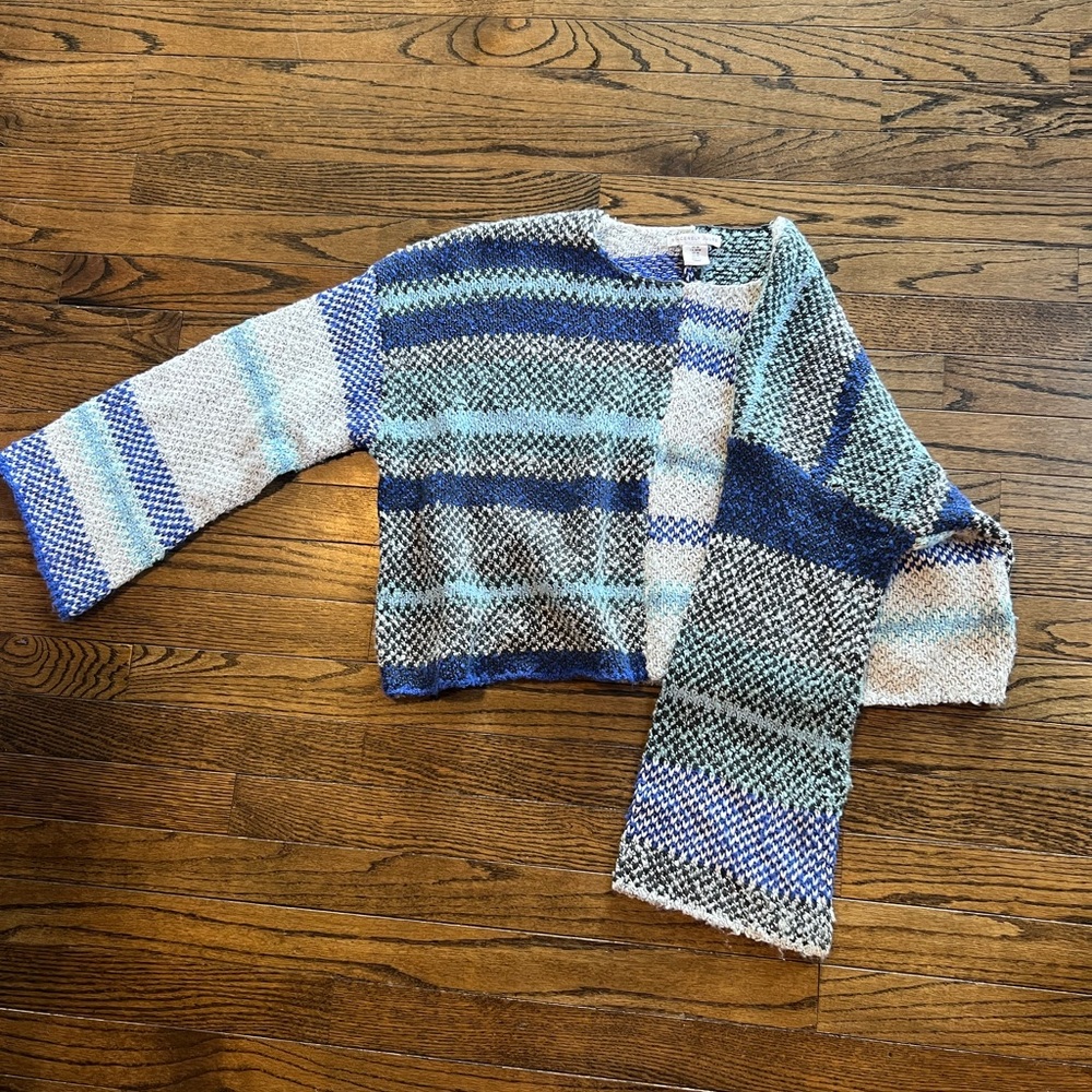 Sincerely Jules Blue and Green Crew Neck Sweater with Nordic Pattern